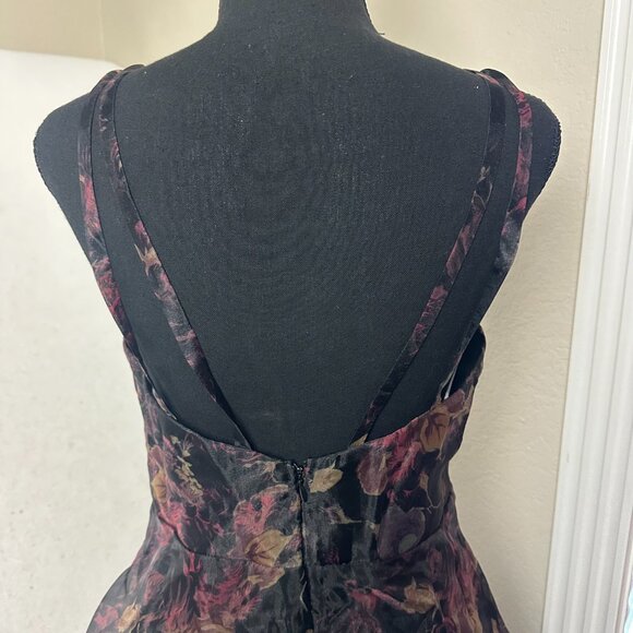 Lulu's Imagine Romance Dark‎ Floral  Organza Skater Dress Large whimsigoth fairy - Picture 5 of 10